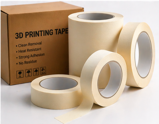 3D printing paper tape roll for print bed adhesion and masking